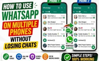 WhatsApp is one of the most popular messaging apps for chatting, calling, sharing photos, and staying connected. Many people now use more than one smartphone, so having access to the same WhatsApp account on multiple phones can be very useful. The good news is that WhatsApp supports linked devices, which lets you use the same account on another phone without logging out of your main device. You can keep your chats available while using WhatsApp more conveniently across different phones. In this guide, we will explain how to use WhatsApp on multiple phones without losing chats, how to link another phone, and what you should do to keep your account and messages safe. Can You Use WhatsApp on Multiple Phones? Yes. WhatsApp allows users to link additional phones to their main account through its companion-device feature. Instead of registering your phone number again on the second phone, you can connect it to your existing WhatsApp account. What You Can Do • Use the same WhatsApp account on multiple phones • Send and receive messages from linked phones • Access your conversations on another device • Keep your main phone connected • Manage connected devices from WhatsApp settings This is useful for people who have a personal phone and a work phone or keep a second phone as a backup. What You Need Before Linking Another Phone Before starting the setup, make sure both phones have a working internet connection. Basic Requirements • Your main phone with WhatsApp already active • A second compatible smartphone • The latest official WhatsApp app • Internet access on both devices • Access to your main phone for QR code scanning Keeping WhatsApp updated can also help prevent setup problems caused by older app versions. How to Use WhatsApp on a Second Phone The process is simple and does not require you to enter your phone number on the second phone as a new account. Step 1: Install WhatsApp on the Second Phone First, install the official WhatsApp app on your second smartphone. • Open the official app store • Search for WhatsApp • Install the latest version • Open WhatsApp after installation Do not enter your phone number as a new registration if you want to use the second phone as a linked device. Step 2: Select the Companion Device Option When the setup screen appears on the second phone, look for the option to link the phone to an existing account. Depending on your WhatsApp version, the wording may be similar to “Link as companion device.” A QR code should then appear on the second phone. Step 3: Open WhatsApp on Your Main Phone Now use your primary phone. • Open WhatsApp • Go to Settings • Select Linked Devices • Tap Link a Device • Use the camera to scan the QR code The exact menu layout can vary slightly between Android and iPhone. Step 4: Let WhatsApp Sync Your Chats After the QR code is scanned, WhatsApp will connect the second phone to your account. Your messages and other account information may take some time to appear. The syncing time can depend on: • Internet speed • Number of chats • Media files • Phone performance Once the process is complete, you can use WhatsApp on both phones. Will You Lose Your WhatsApp Chats? Normally, linking a phone as a companion device does not mean you have to delete your existing chats from the main phone. However, it is always a good idea to keep a recent WhatsApp backup before making major account or device changes. Before Linking a New Phone • Check your latest WhatsApp backup • Keep your main phone available • Use the official WhatsApp app • Make sure both phones have internet • Do not uninstall WhatsApp from the main phone unnecessarily A backup gives you an extra layer of protection if something goes wrong during a device change. How to Check Linked WhatsApp Phones You can check which devices are connected to your account from your main phone. On WhatsApp • Open WhatsApp • Go to Settings • Tap Linked Devices • Review the connected devices • Remove anything you do not recognize Checking this section regularly is a good security habit. Benefits of Using WhatsApp on Multiple Phones Using a single account across multiple phones can make everyday communication easier. Main Benefits • No need to switch accounts repeatedly • Easy access to conversations • Useful for work and personal phones • Convenient when traveling • Helpful when using a backup phone • Messages can be accessed from linked devices Quick Benefits Table Benefit Why It Helps Multiple Phone Access Use one account on more than one phone Chat Access Check conversations from linked devices Convenience Reduce the need to switch phones Work Flexibility Keep communication available on a work phone Backup Phone Stay connected when using another device Things to Keep in Mind Although linked devices are convenient, there are some limitations. Point What to Know Internet Linked phones need internet access Device Support WhatsApp may have limits on linked devices Syncing Large chat histories can take time to sync Security Anyone with access to a linked phone may access the account Updates Features can change with future WhatsApp versions How to Keep Your Chats and Account Safe Account security is important when you connect WhatsApp to another phone. Recommended Security Tips • Use only the official WhatsApp application • Turn on two-step verification • Lock your smartphones with a PIN or biometric security • Check linked devices regularly • Remove phones you no longer use • Never share verification codes • Avoid scanning unknown QR codes If you see a device that you do not recognize, remove it immediately and review your account security settings. Common Mistakes to Avoid Some users can accidentally cause account or access problems by following the wrong setup method. Avoid These Mistakes • Registering your number as a new account on the second phone • Uninstalling WhatsApp from the main phone without checking your backup • Using modified or unofficial WhatsApp apps • Sharing your QR code with other people • Ignoring unknown linked devices • Using an outdated version of WhatsApp • Forgetting to remove an old phone from your account Following the official linking process is the safest option. What If Your Chats Do Not Appear? Sometimes chat syncing may take longer than expected. Try these simple solutions: • Check the internet connection on both phones • Update WhatsApp • Restart the second phone • Keep the main phone available during setup • Check the Linked Devices section • Try linking the device again if necessary If the problem continues, check WhatsApp's official support information for the latest troubleshooting steps. Can You Use WhatsApp on Android and iPhone? WhatsApp supports linked-device functionality across supported smartphones, so users can connect compatible phones even when they use different mobile platforms. However, available features can vary depending on the device, operating system, and current WhatsApp version. Always use the latest official version for the best experience. Is Using WhatsApp on Multiple Phones Safe? Yes, using WhatsApp's official linked-device feature is generally a safer option than using unofficial apps or third-party tools. WhatsApp uses end-to-end encryption for personal messages and calls, but users should still protect their phones and linked devices. The most important steps are to use official software, enable two-step verification, and regularly review connected devices. Final Thoughts Using WhatsApp on multiple phones is a convenient option for people who regularly switch between devices. With the official linked-device feature, you can connect another phone to your existing WhatsApp account without setting it up as a completely separate account. To avoid problems, keep a recent backup, use the official WhatsApp app, follow the correct companion-device setup, and regularly check your linked devices. With these simple steps, you can access your WhatsApp account more easily while keeping your chats and account security in mind. Disclaimer This article is for informational and educational purposes only. WhatsApp features, device limits, menus, and compatibility may change with future updates. Always use the official WhatsApp application and follow the latest instructions provided by WhatsApp