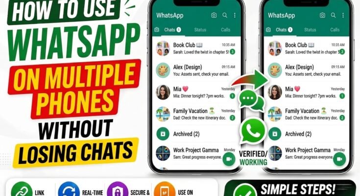 WhatsApp is one of the most popular messaging apps for chatting, calling, sharing photos, and staying connected. Many people now use more than one smartphone, so having access to the same WhatsApp account on multiple phones can be very useful. The good news is that WhatsApp supports linked devices, which lets you use the same account on another phone without logging out of your main device. You can keep your chats available while using WhatsApp more conveniently across different phones. In this guide, we will explain how to use WhatsApp on multiple phones without losing chats, how to link another phone, and what you should do to keep your account and messages safe. Can You Use WhatsApp on Multiple Phones? Yes. WhatsApp allows users to link additional phones to their main account through its companion-device feature. Instead of registering your phone number again on the second phone, you can connect it to your existing WhatsApp account. What You Can Do • Use the same WhatsApp account on multiple phones • Send and receive messages from linked phones • Access your conversations on another device • Keep your main phone connected • Manage connected devices from WhatsApp settings This is useful for people who have a personal phone and a work phone or keep a second phone as a backup. What You Need Before Linking Another Phone Before starting the setup, make sure both phones have a working internet connection. Basic Requirements • Your main phone with WhatsApp already active • A second compatible smartphone • The latest official WhatsApp app • Internet access on both devices • Access to your main phone for QR code scanning Keeping WhatsApp updated can also help prevent setup problems caused by older app versions. How to Use WhatsApp on a Second Phone The process is simple and does not require you to enter your phone number on the second phone as a new account. Step 1: Install WhatsApp on the Second Phone First, install the official WhatsApp app on your second smartphone. • Open the official app store • Search for WhatsApp • Install the latest version • Open WhatsApp after installation Do not enter your phone number as a new registration if you want to use the second phone as a linked device. Step 2: Select the Companion Device Option When the setup screen appears on the second phone, look for the option to link the phone to an existing account. Depending on your WhatsApp version, the wording may be similar to “Link as companion device.” A QR code should then appear on the second phone. Step 3: Open WhatsApp on Your Main Phone Now use your primary phone. • Open WhatsApp • Go to Settings • Select Linked Devices • Tap Link a Device • Use the camera to scan the QR code The exact menu layout can vary slightly between Android and iPhone. Step 4: Let WhatsApp Sync Your Chats After the QR code is scanned, WhatsApp will connect the second phone to your account. Your messages and other account information may take some time to appear. The syncing time can depend on: • Internet speed • Number of chats • Media files • Phone performance Once the process is complete, you can use WhatsApp on both phones. Will You Lose Your WhatsApp Chats? Normally, linking a phone as a companion device does not mean you have to delete your existing chats from the main phone. However, it is always a good idea to keep a recent WhatsApp backup before making major account or device changes. Before Linking a New Phone • Check your latest WhatsApp backup • Keep your main phone available • Use the official WhatsApp app • Make sure both phones have internet • Do not uninstall WhatsApp from the main phone unnecessarily A backup gives you an extra layer of protection if something goes wrong during a device change. How to Check Linked WhatsApp Phones You can check which devices are connected to your account from your main phone. On WhatsApp • Open WhatsApp • Go to Settings • Tap Linked Devices • Review the connected devices • Remove anything you do not recognize Checking this section regularly is a good security habit. Benefits of Using WhatsApp on Multiple Phones Using a single account across multiple phones can make everyday communication easier. Main Benefits • No need to switch accounts repeatedly • Easy access to conversations • Useful for work and personal phones • Convenient when traveling • Helpful when using a backup phone • Messages can be accessed from linked devices Quick Benefits Table Benefit Why It Helps Multiple Phone Access Use one account on more than one phone Chat Access Check conversations from linked devices Convenience Reduce the need to switch phones Work Flexibility Keep communication available on a work phone Backup Phone Stay connected when using another device Things to Keep in Mind Although linked devices are convenient, there are some limitations. Point What to Know Internet Linked phones need internet access Device Support WhatsApp may have limits on linked devices Syncing Large chat histories can take time to sync Security Anyone with access to a linked phone may access the account Updates Features can change with future WhatsApp versions How to Keep Your Chats and Account Safe Account security is important when you connect WhatsApp to another phone. Recommended Security Tips • Use only the official WhatsApp application • Turn on two-step verification • Lock your smartphones with a PIN or biometric security • Check linked devices regularly • Remove phones you no longer use • Never share verification codes • Avoid scanning unknown QR codes If you see a device that you do not recognize, remove it immediately and review your account security settings. Common Mistakes to Avoid Some users can accidentally cause account or access problems by following the wrong setup method. Avoid These Mistakes • Registering your number as a new account on the second phone • Uninstalling WhatsApp from the main phone without checking your backup • Using modified or unofficial WhatsApp apps • Sharing your QR code with other people • Ignoring unknown linked devices • Using an outdated version of WhatsApp • Forgetting to remove an old phone from your account Following the official linking process is the safest option. What If Your Chats Do Not Appear? Sometimes chat syncing may take longer than expected. Try these simple solutions: • Check the internet connection on both phones • Update WhatsApp • Restart the second phone • Keep the main phone available during setup • Check the Linked Devices section • Try linking the device again if necessary If the problem continues, check WhatsApp's official support information for the latest troubleshooting steps. Can You Use WhatsApp on Android and iPhone? WhatsApp supports linked-device functionality across supported smartphones, so users can connect compatible phones even when they use different mobile platforms. However, available features can vary depending on the device, operating system, and current WhatsApp version. Always use the latest official version for the best experience. Is Using WhatsApp on Multiple Phones Safe? Yes, using WhatsApp's official linked-device feature is generally a safer option than using unofficial apps or third-party tools. WhatsApp uses end-to-end encryption for personal messages and calls, but users should still protect their phones and linked devices. The most important steps are to use official software, enable two-step verification, and regularly review connected devices. Final Thoughts Using WhatsApp on multiple phones is a convenient option for people who regularly switch between devices. With the official linked-device feature, you can connect another phone to your existing WhatsApp account without setting it up as a completely separate account. To avoid problems, keep a recent backup, use the official WhatsApp app, follow the correct companion-device setup, and regularly check your linked devices. With these simple steps, you can access your WhatsApp account more easily while keeping your chats and account security in mind. Disclaimer This article is for informational and educational purposes only. WhatsApp features, device limits, menus, and compatibility may change with future updates. Always use the official WhatsApp application and follow the latest instructions provided by WhatsApp